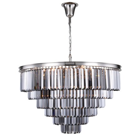 Urban Classic Sydney 33 Light Polished Nickel Chandelier Silver Shade (Grey) Royal Cut Crystal